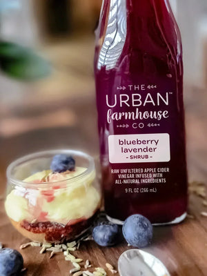 Blueberry Lavender Shrub GLAZE on MINI CHEESECAKES!